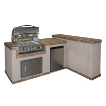 L shaped outlet bbq island